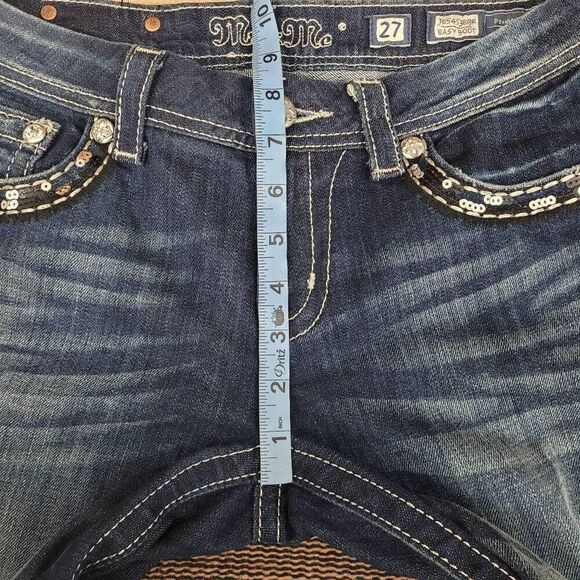Miss Me Easy Boot Cut Jeans Sz 27 Bling‎ Rhinestone Jeweled Sequin Mid Rise - Picture 9 of 12